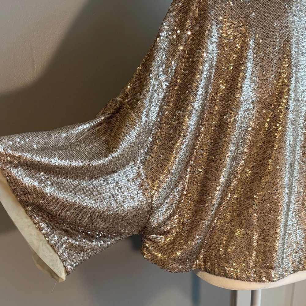 Free People Shimmering Gold Sequin Knit Top - Picture 5 of 9